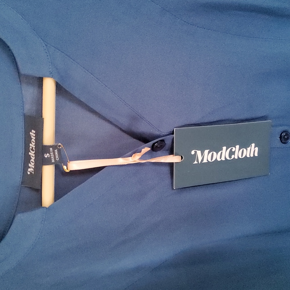 Modcloth Slate Blue Button-Down Shirt - Picture 5 of 5
